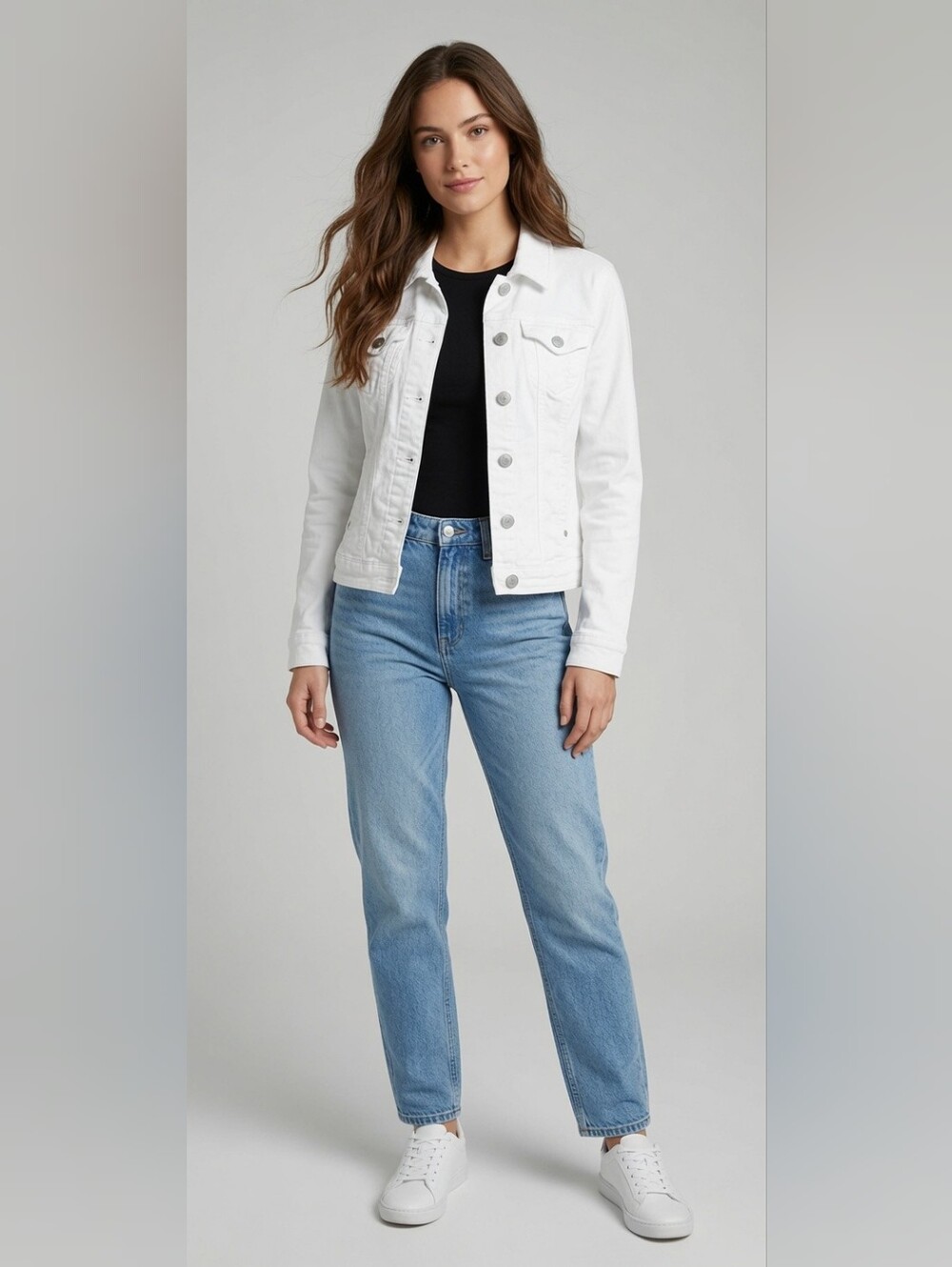 GUESS Women’s White Denim Jacket - Classic Button-Front